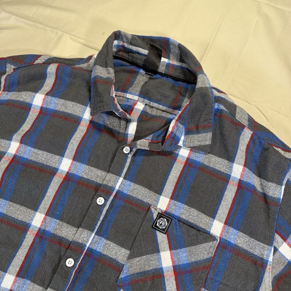 Burnside Men's Long Sleeve Plaid Gray Red Size 2 XL Modern Fit Brecken Ridge